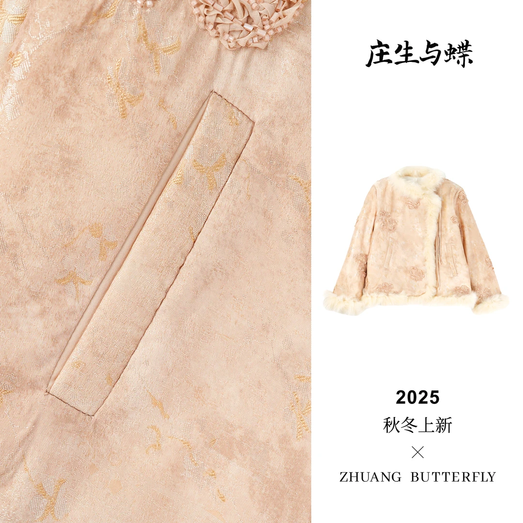 庄生与蝶冬款加厚国风立领羽绒服短款时尚气质白鸭绒外套WZ0081