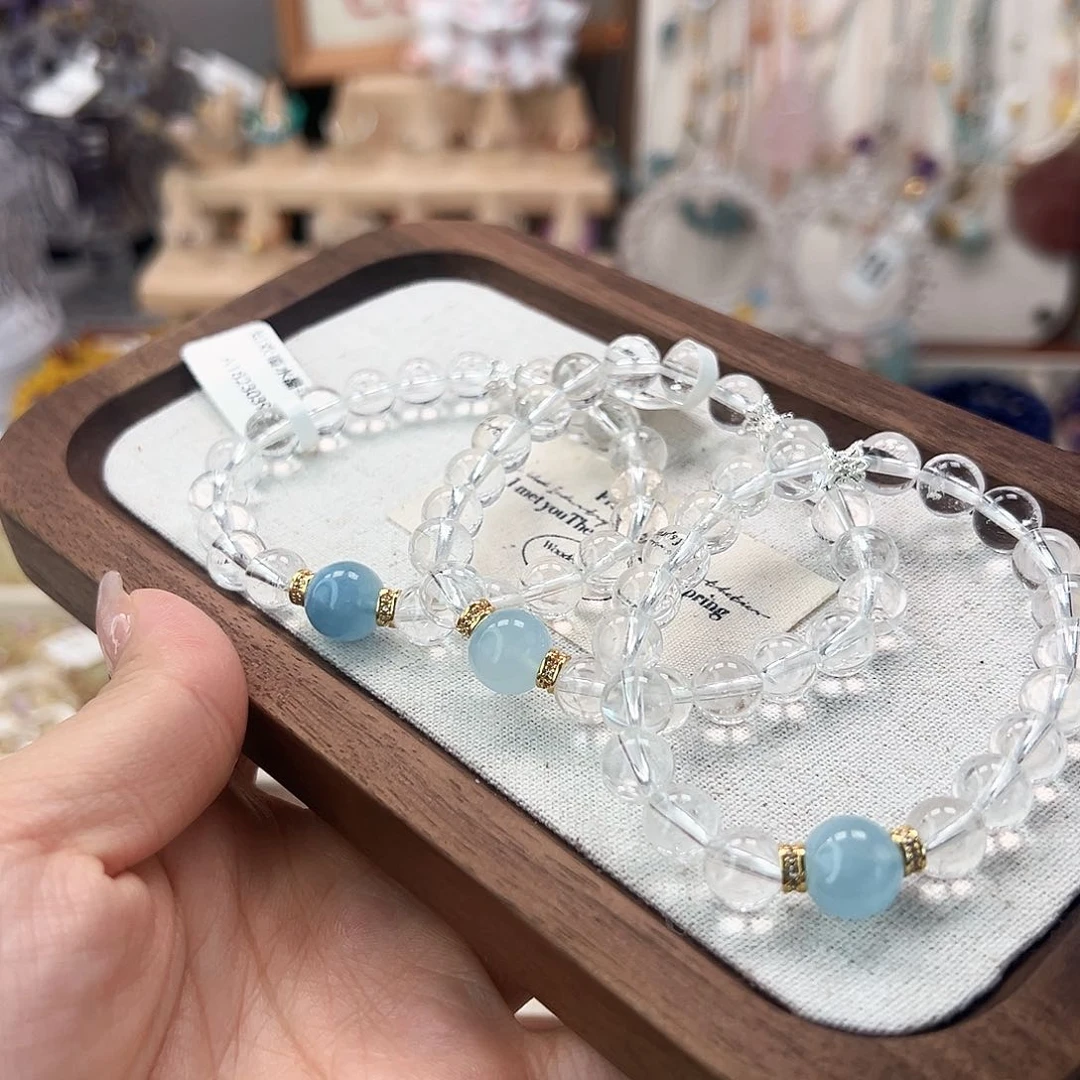 水晶手链合金白水➕海蓝宝