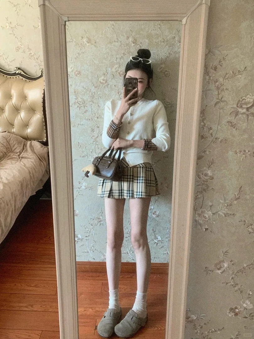 2025春季小香风穿搭一整套装针织毛衣女开衫百搭短裙两件套高级感