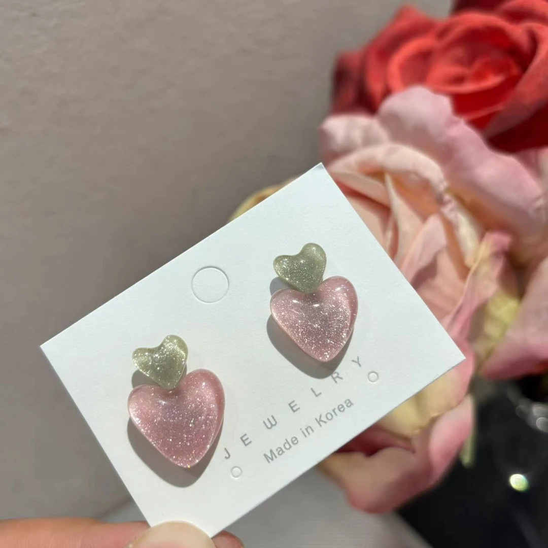 合金耳饰 韩国细闪爱心耳钉R250