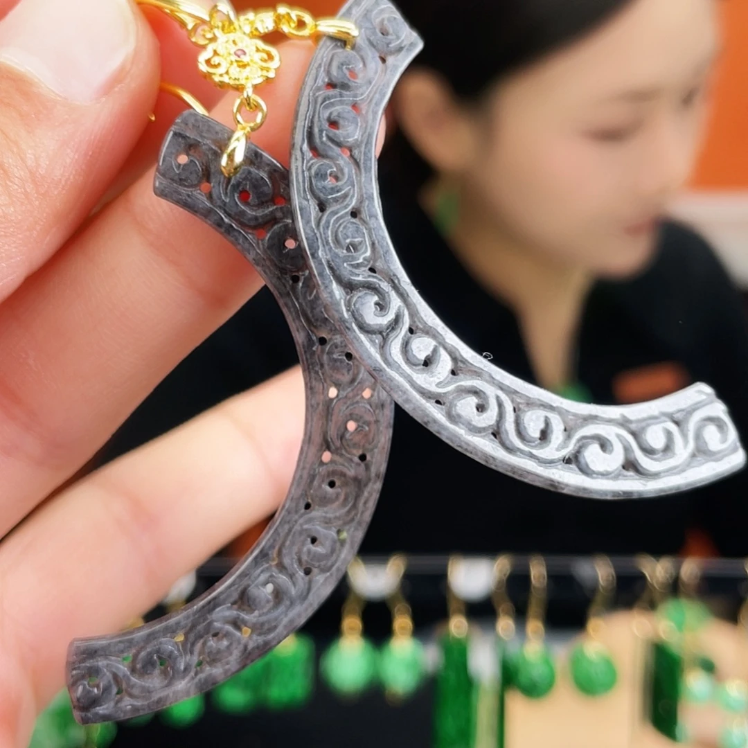 翡翠未镶嵌耳饰饰品