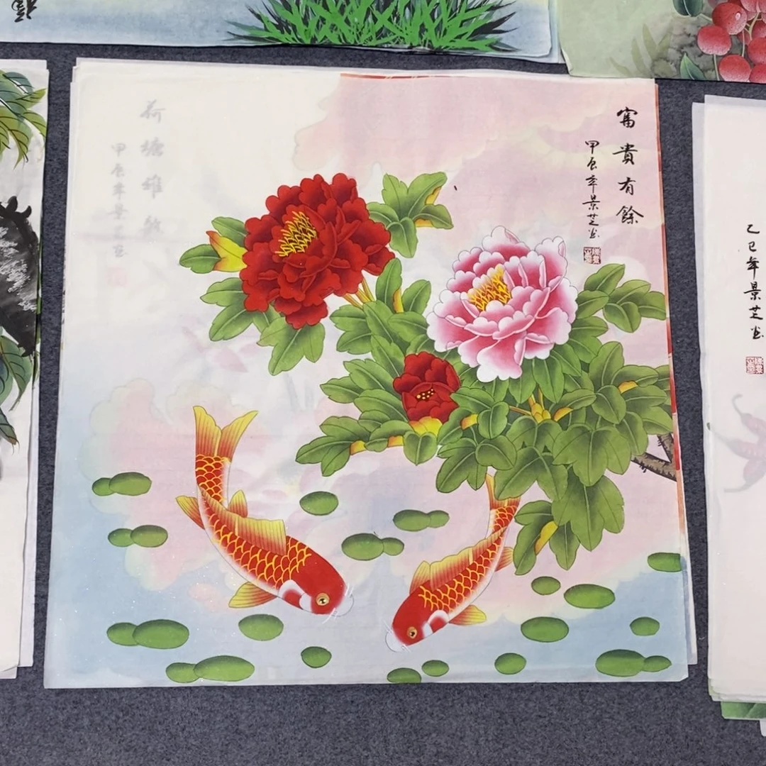 国画尺寸68✖️68手绘斗方工笔画