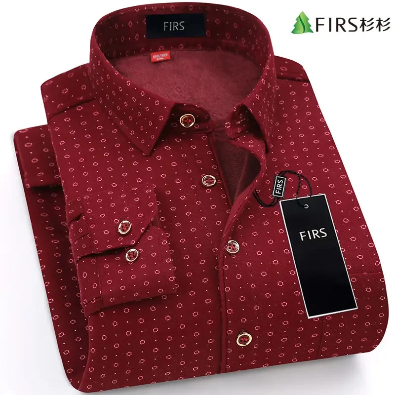 杉杉双面绒秋冬保暖长袖男士衬衫简约时尚亲肤百搭亲肤抗皱男衬衣