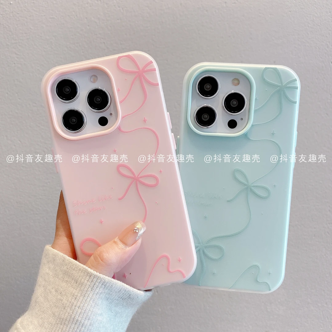 适用于苹果16新款/华为/小米/果冻壳手机壳创意ins可爱卡通蝴蝶结