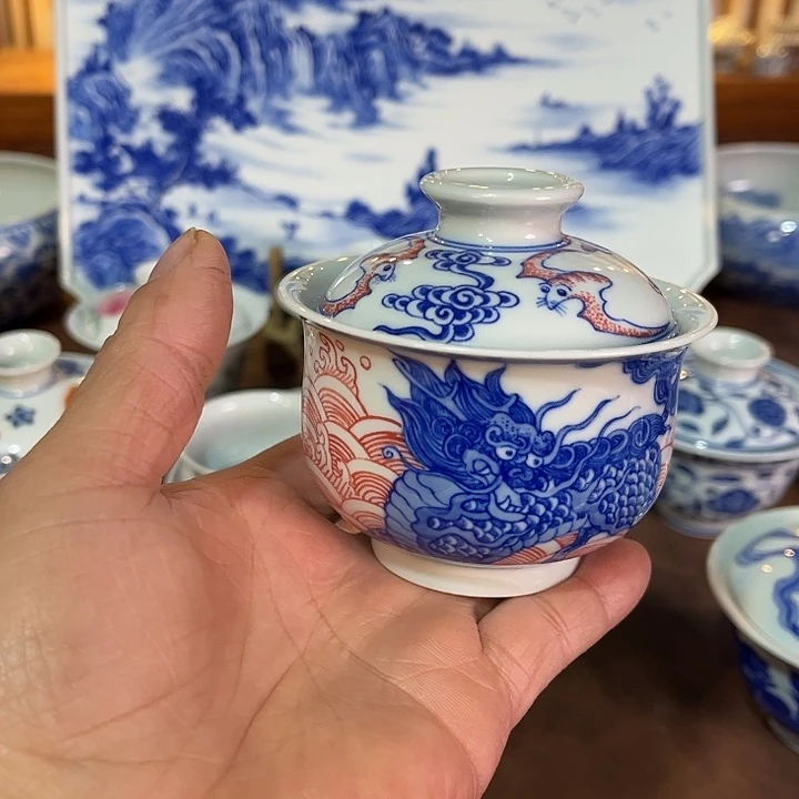 錡镇堂手工手绘盖碗