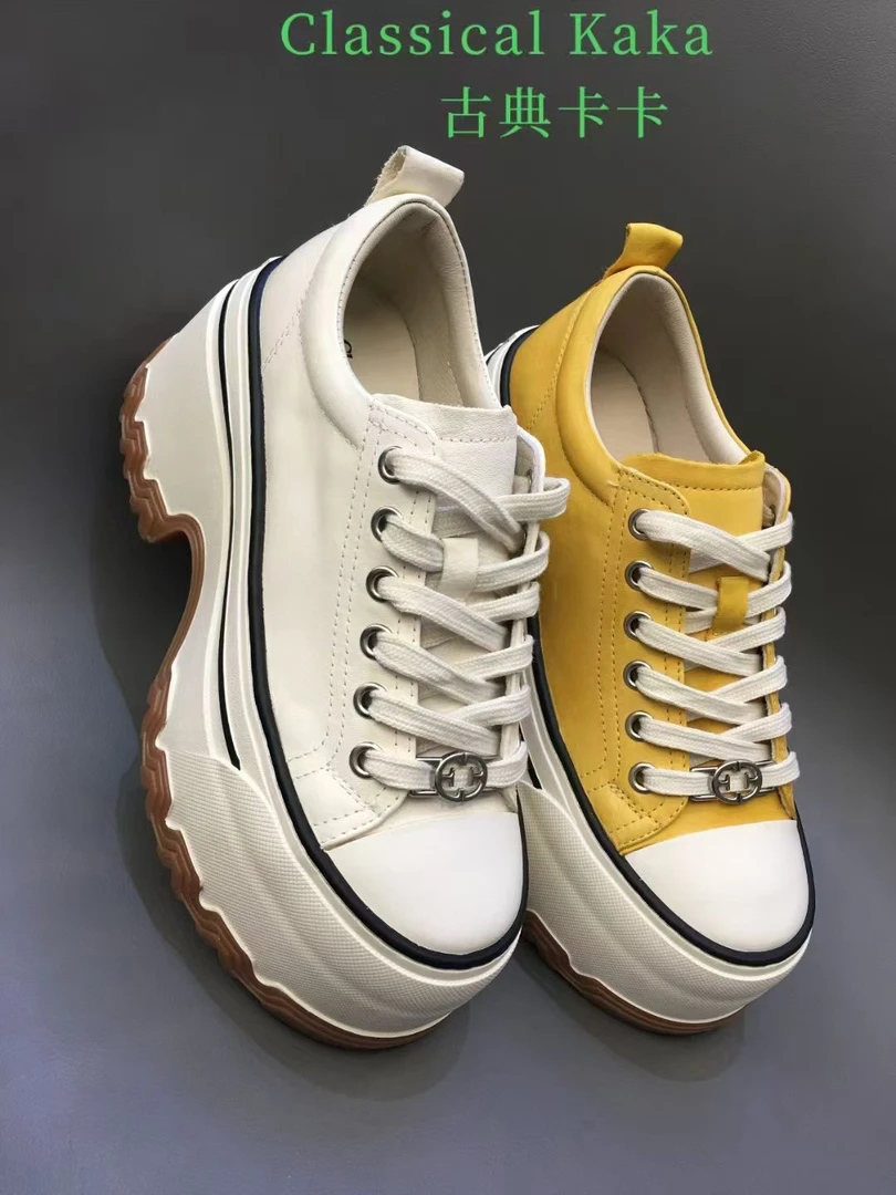 2025春季时尚增高百搭真皮潮流松糕鞋