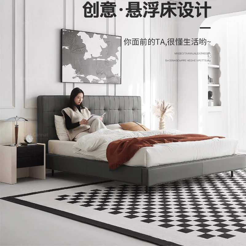 1.8米床头层牛皮10公分钢木排骨架