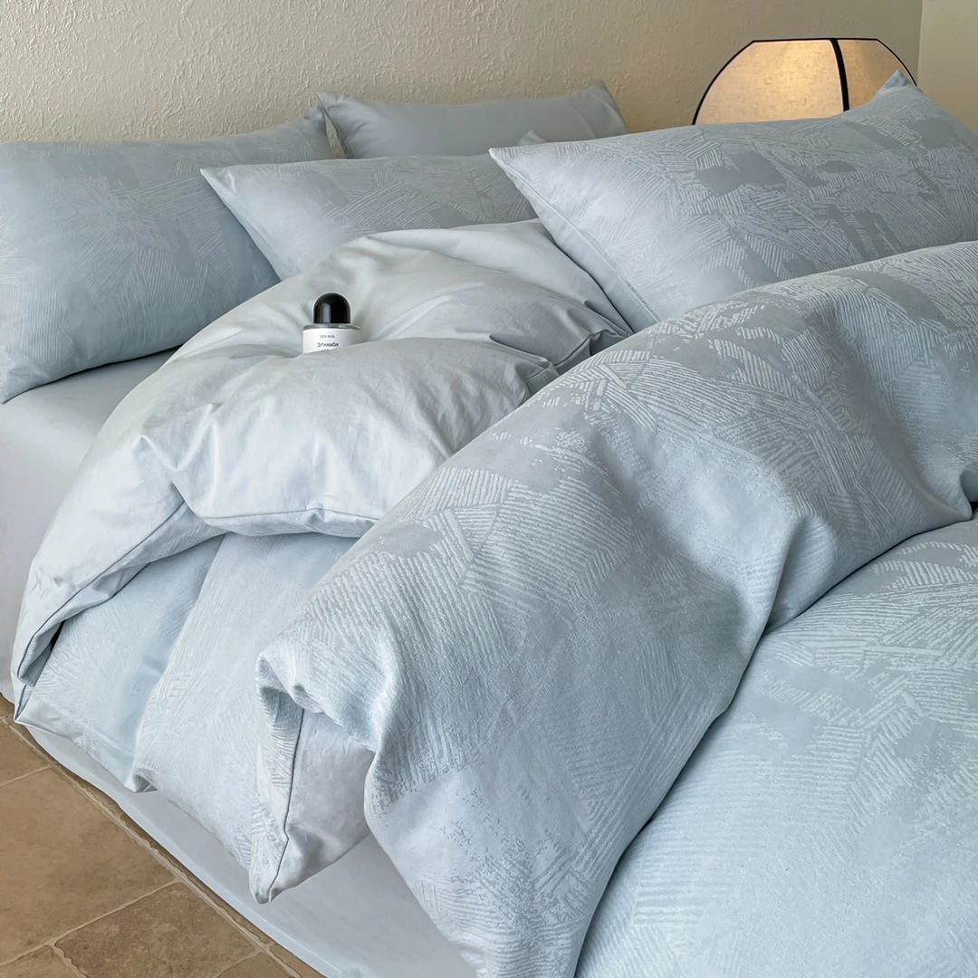 轻奢全棉贡缎提花四件套纯棉被套床单主卧室高级感被罩三件套床品