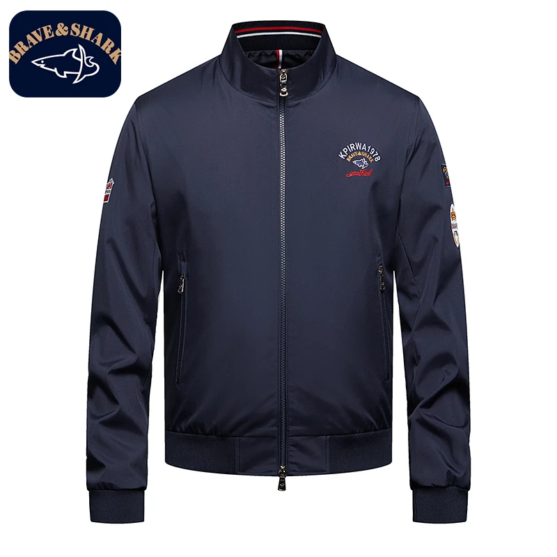 【官方正品】BRAVE&SHARK/鲨鱼夹克男立领休闲春秋款男士外套高奢