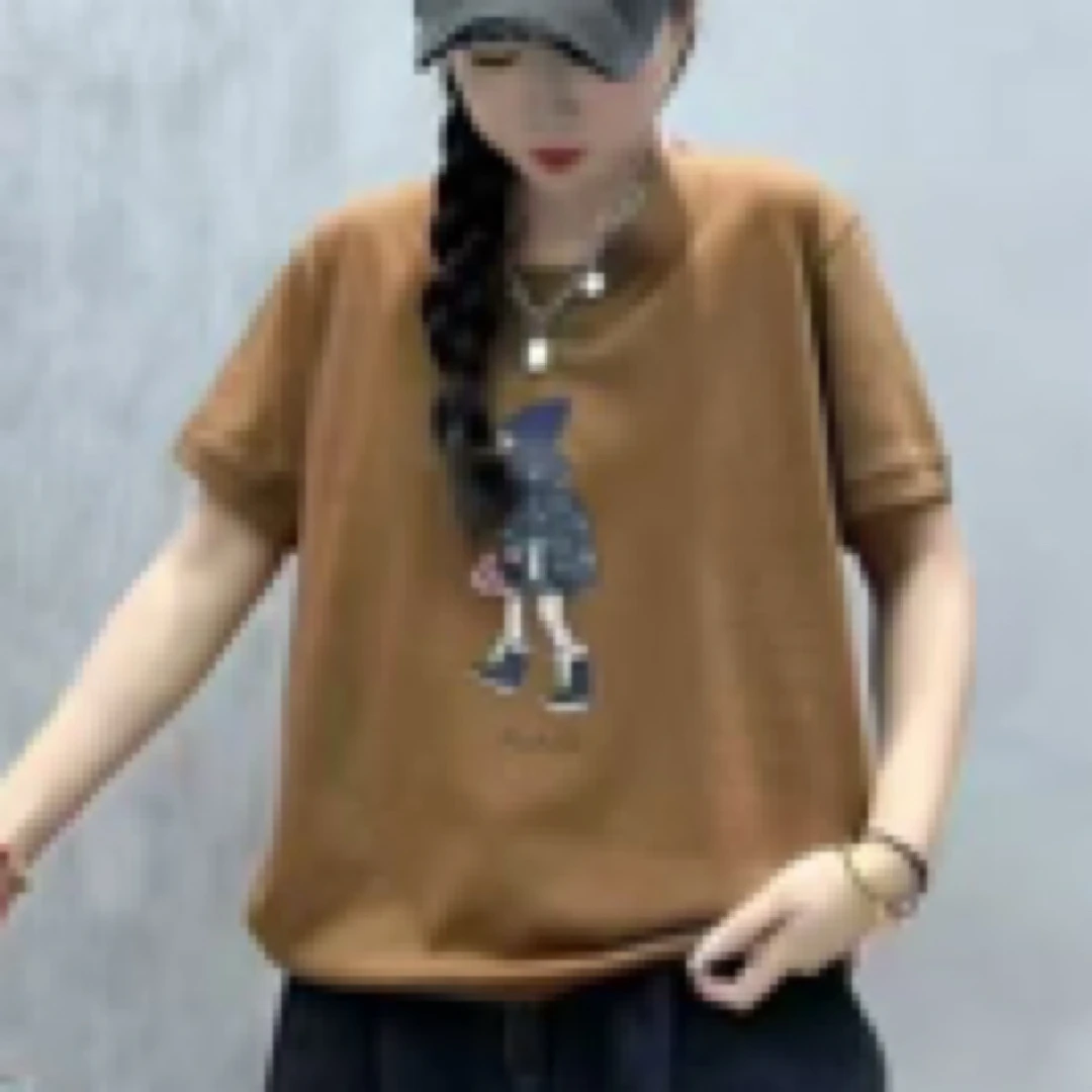 新款雪花棉）刺绣短袖字母T恤网红潮流显瘦半袖韩版圆领百搭