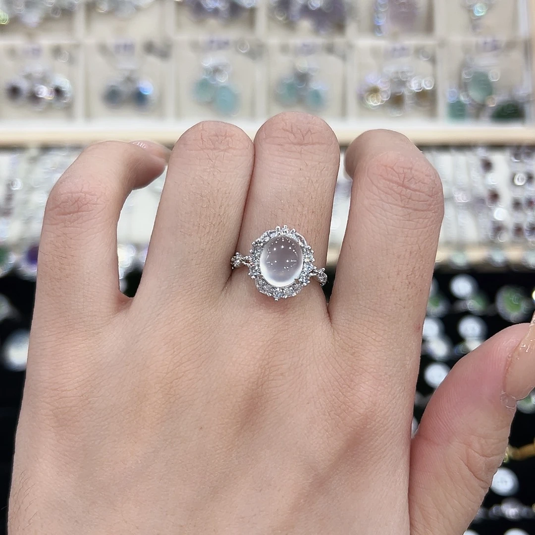 岫玉银S925镶嵌戒指