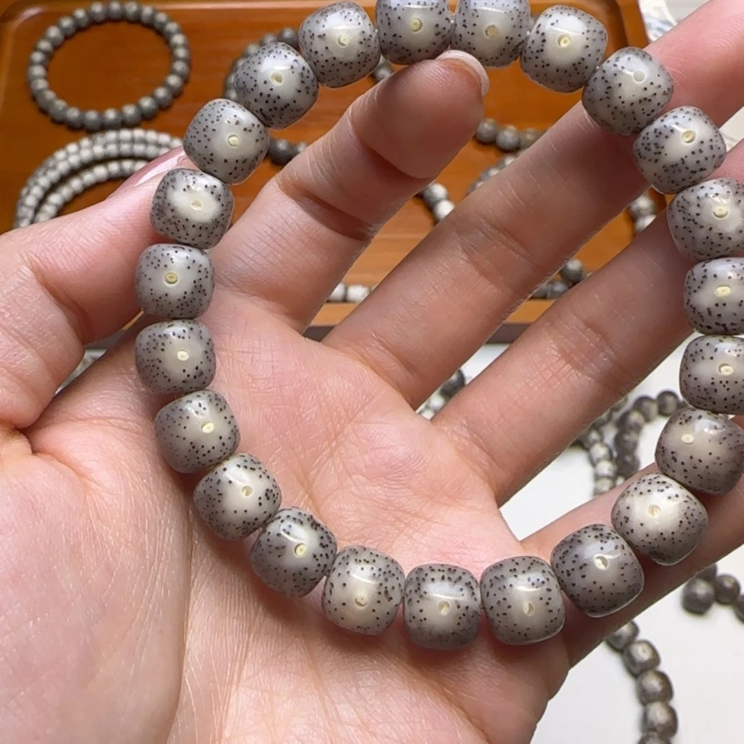 星月菩提手串石玉灰粉冰针尖星10×9