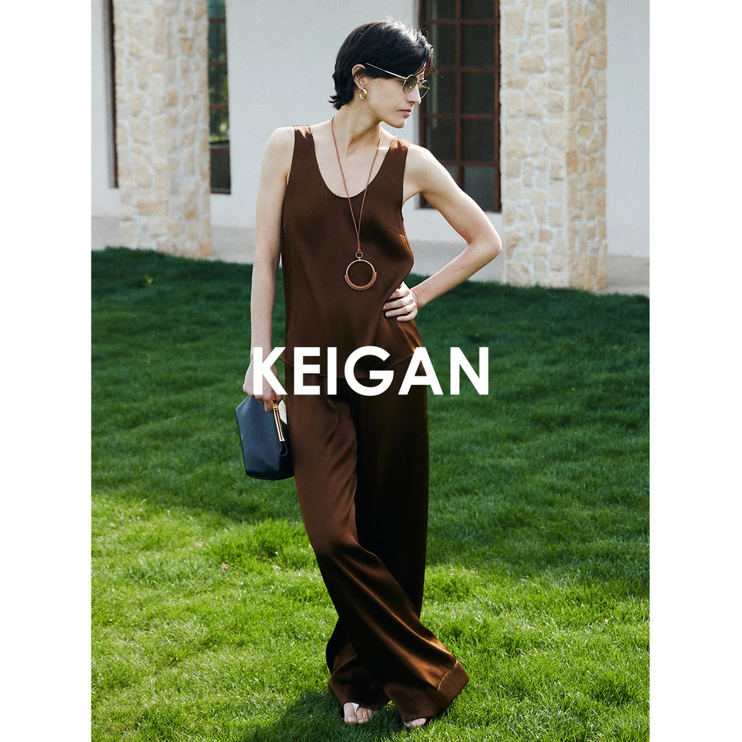 KEIGAN/开间双面缎桑蚕丝轻凉养肤極简真丝显瘦气质针织连衣裙