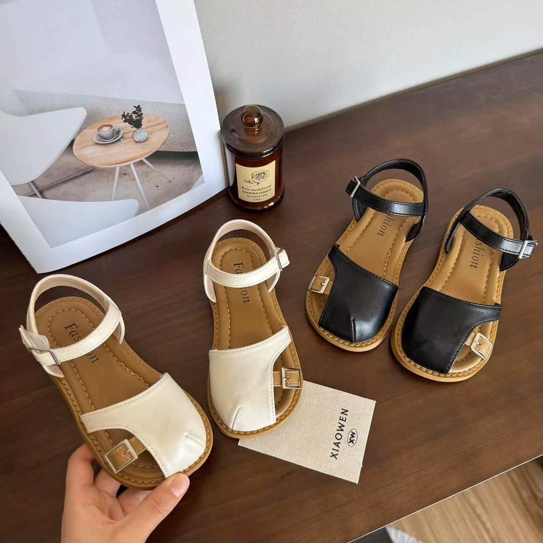 女童凉鞋2025夏季新款百搭时尚半包头罗马公主软底女童凉童鞋