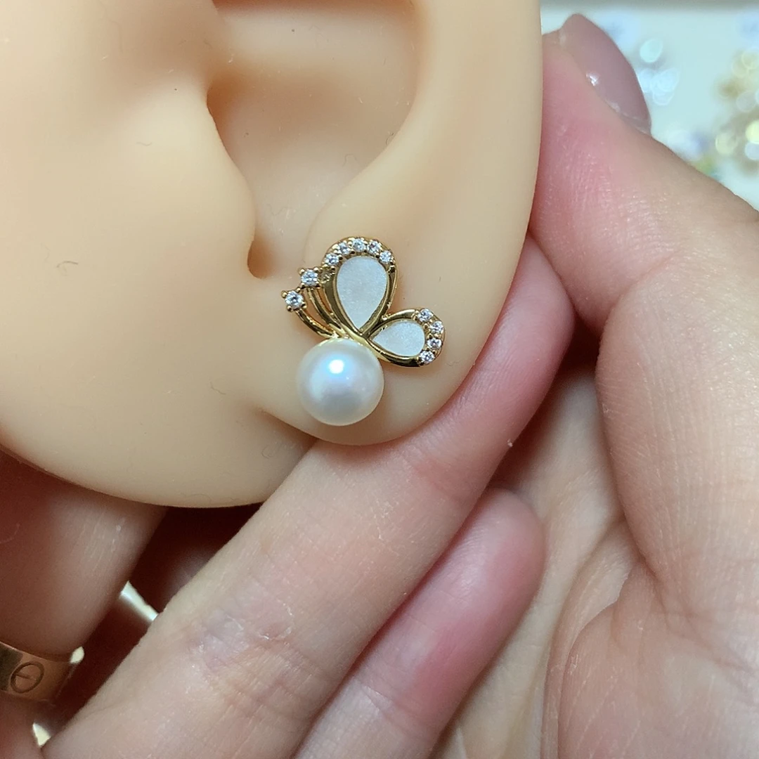 淡水珍珠耳饰合金