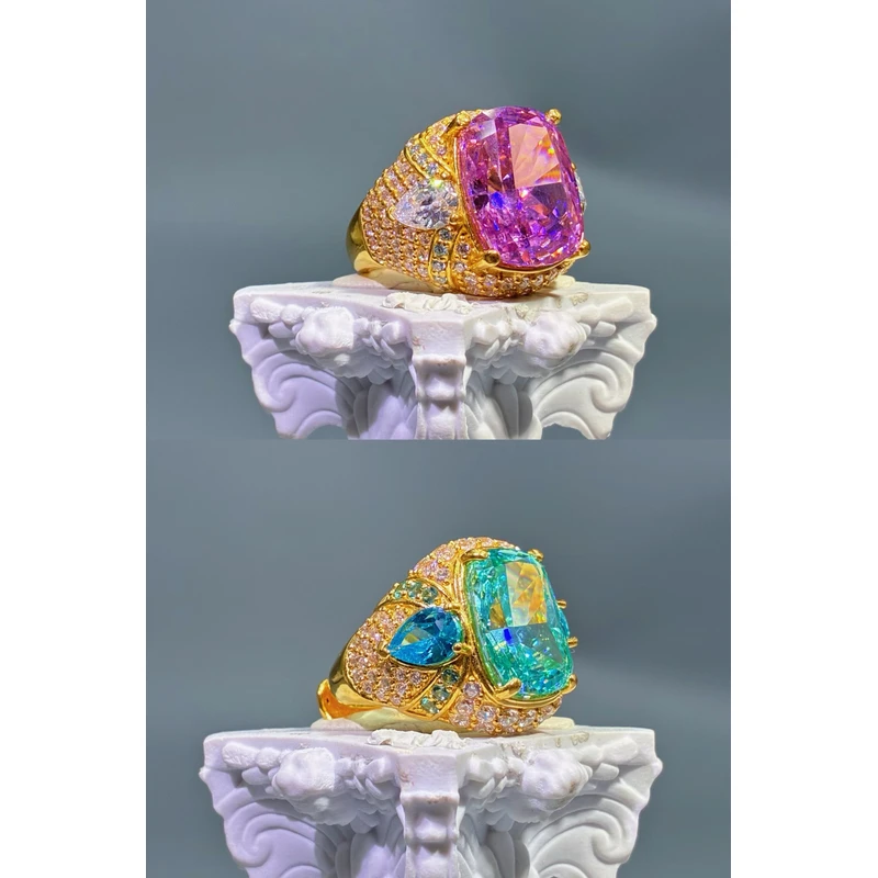 【中古碧海星钻】黄金足金999 蓝-紫方糖 活口 满钻镶嵌 精致大气