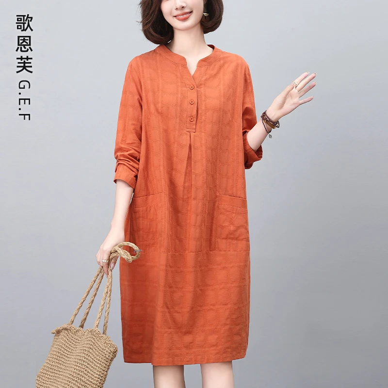 长袖连衣裙女春秋2025新款胖mm大码女装洋气提花气质中年妈妈裙子