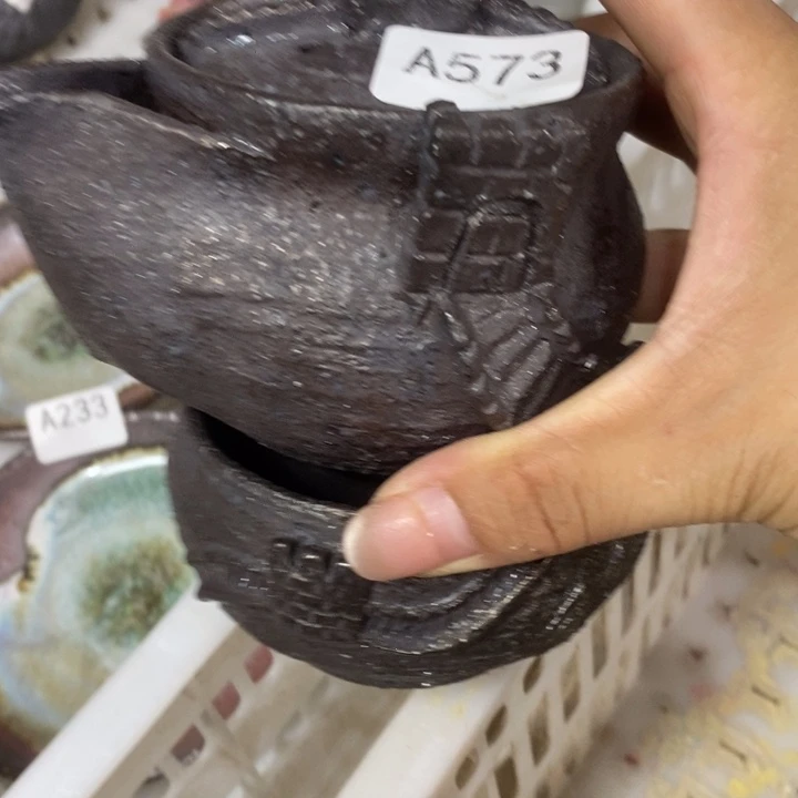 清***影柴烧裸烧纯手工制作瑕