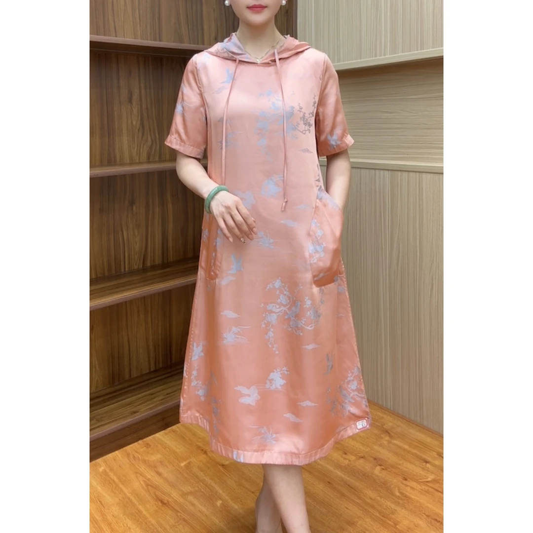 1773-35双面穿舒适时尚连帽连衣裙