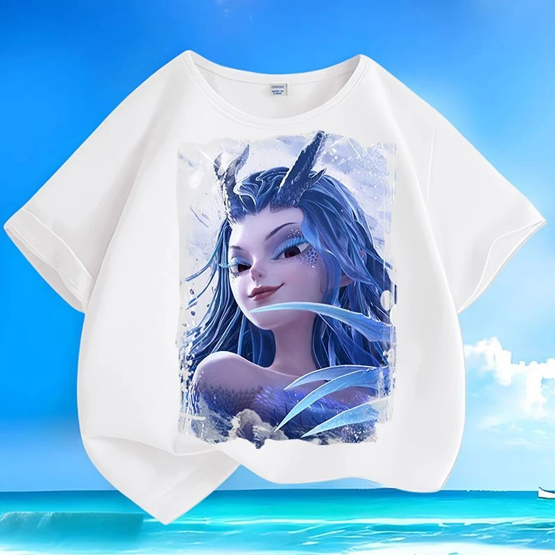 儿童纯棉圆领哪吒2敖闰新款夏季男女小中大童卡通短袖宽松上衣t恤