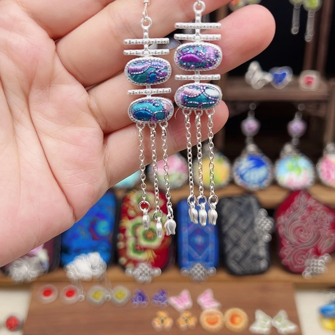 黄铜925银布艺手工刺绣