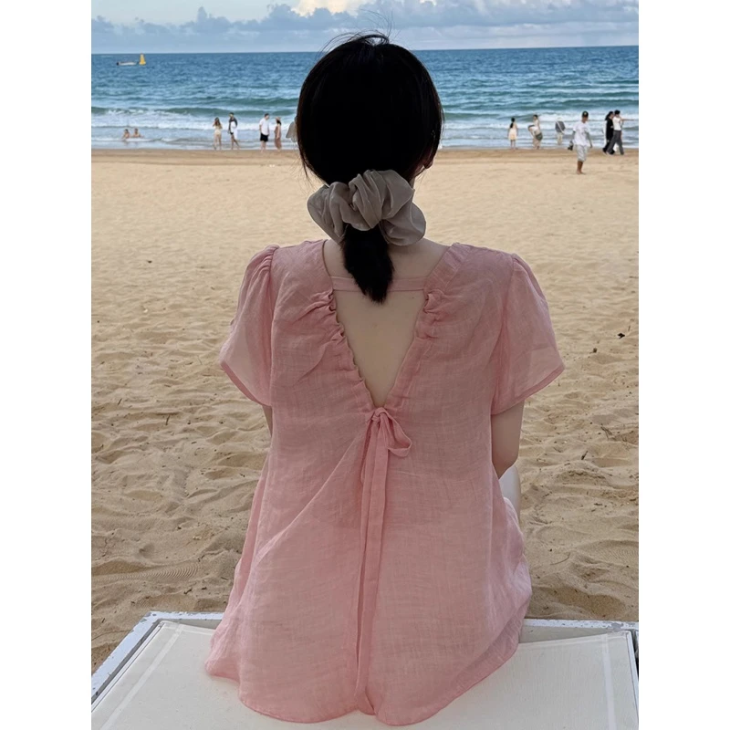 设计感小众上衣轻奢高级减龄洋气百搭凉感透气清爽显白垂坠感衬衫