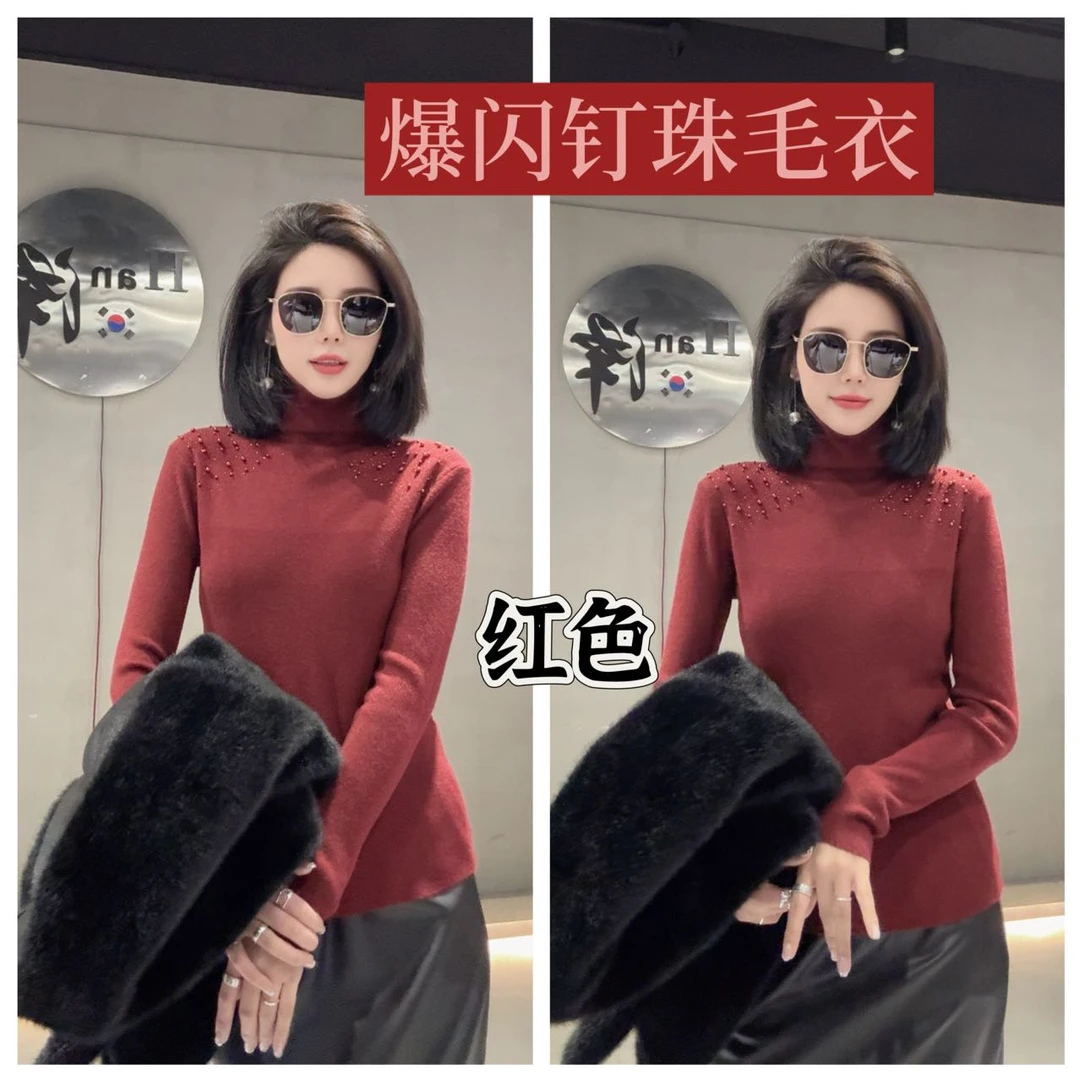 【寒泽自制】欧洲站“爆闪钉珠”毛衣50327