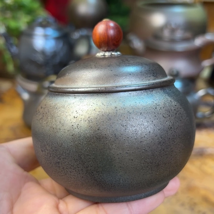 纯柴烧坭兴陶醒茶罐