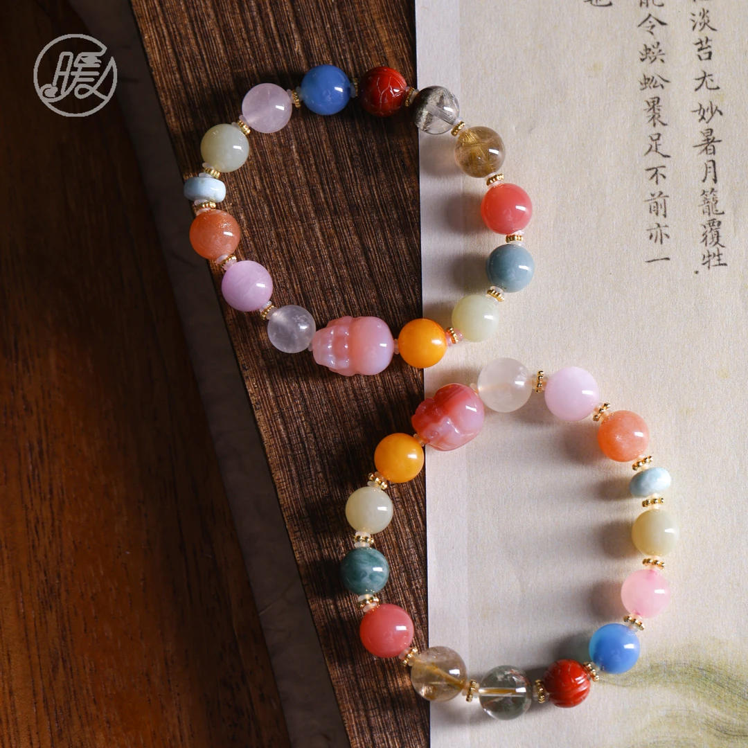 单圈和田玉多宝手串9mm搭配貔貅手链A5688多样性发一