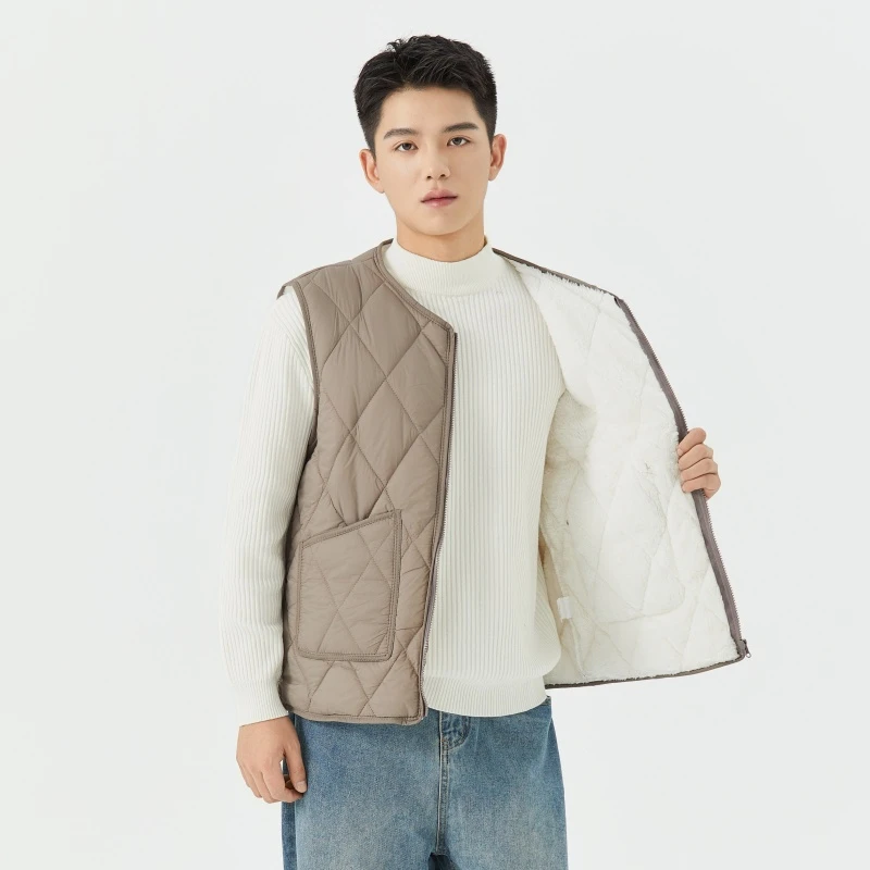 冬季防寒保暖大码保暖马甲男无袖坎肩拉链背心学生中老年爸爸马甲
