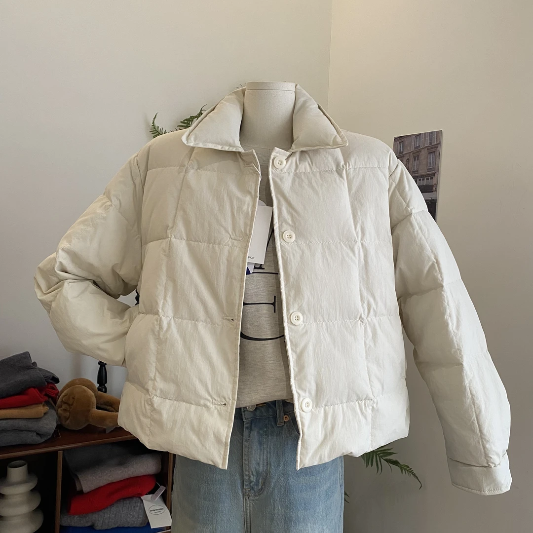 Julia姐姐】‘’云朵”纯色翻领短款羽绒服