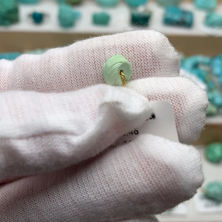 绿松石未镶嵌珠宝奇石菜籽黄羽毛珠8.2*5.1mm