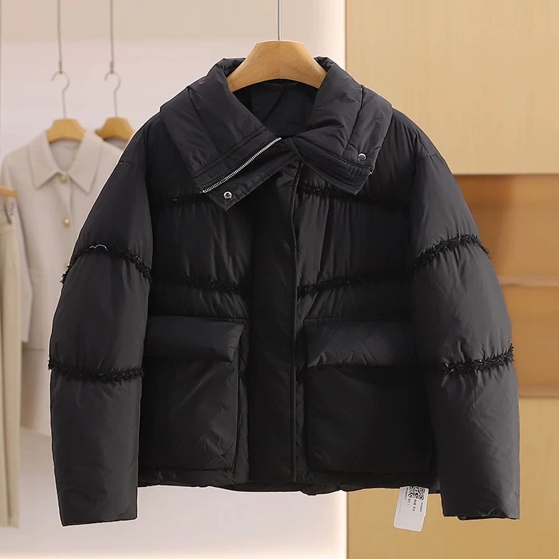 YT025 新款简约休闲短款90白鸭绒羽绒服24093黑