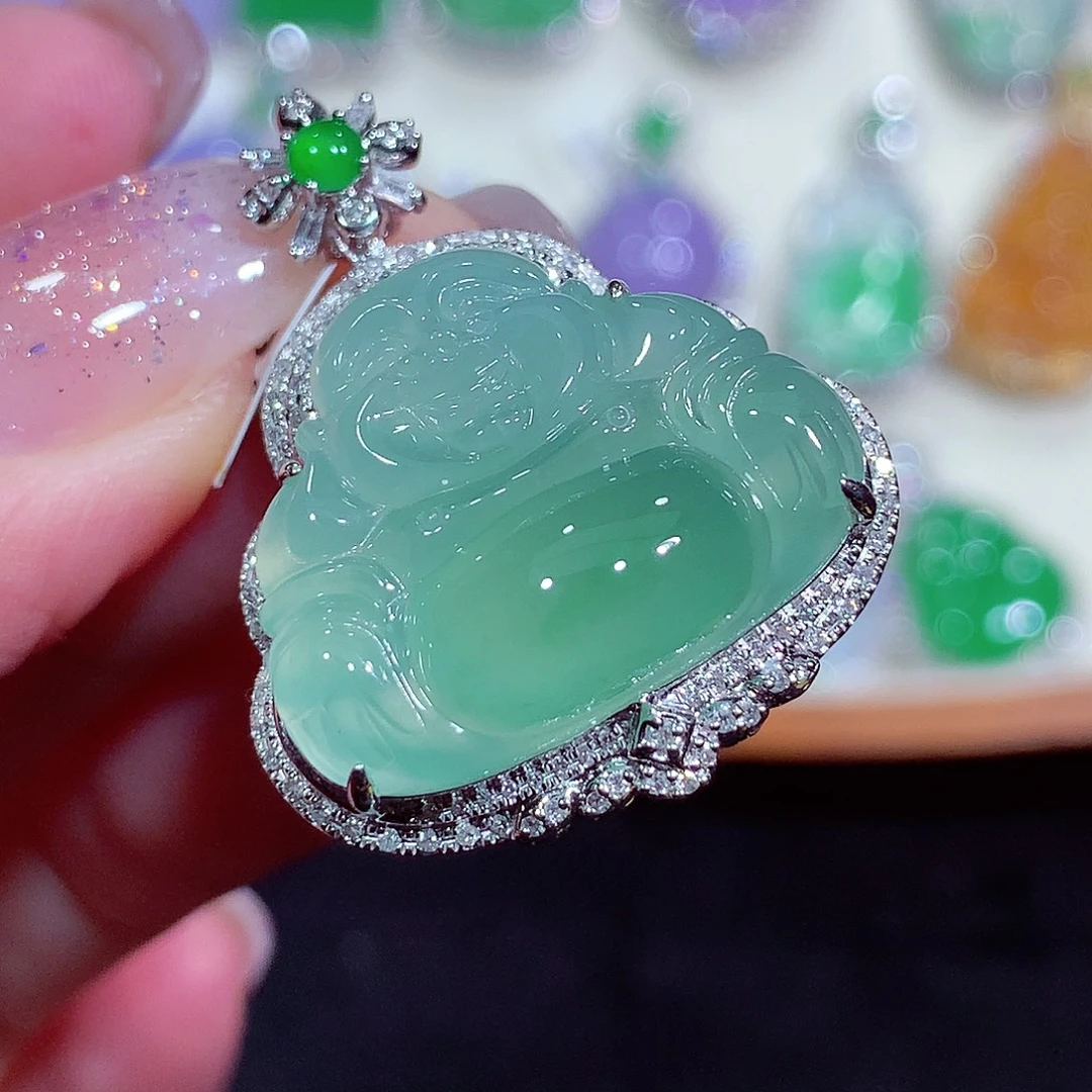 翡翠18K金镶嵌吊坠(不含链)