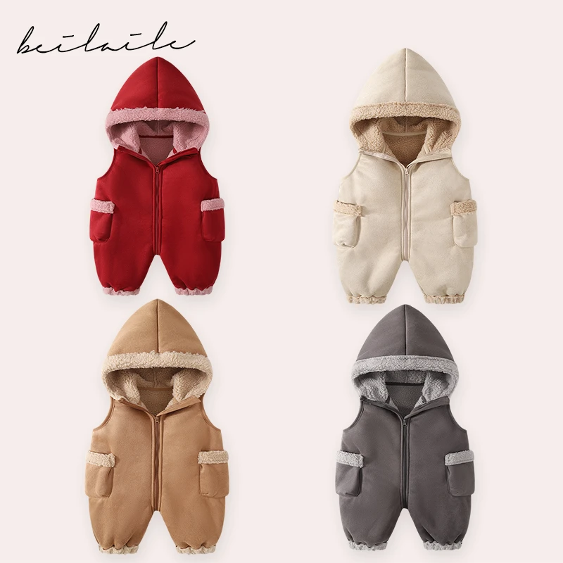 【大口袋带帽背带裤 小乐妈咪】婴儿童连体背带裤子衣服宝宝秋装K1