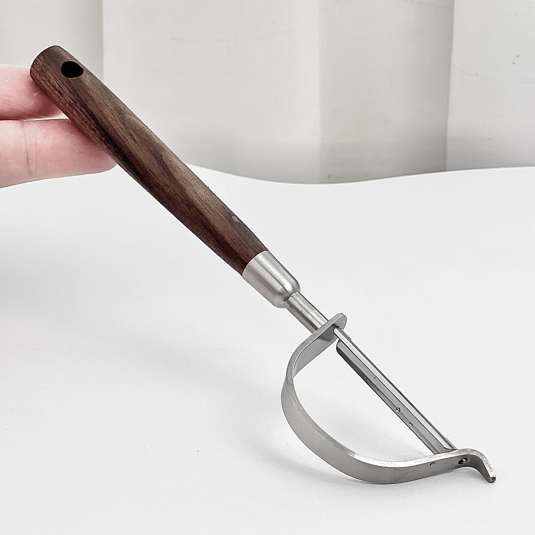 嘉点胡桃木削皮刀不锈钢木柄尖口家用削皮刀刮皮刀一支装