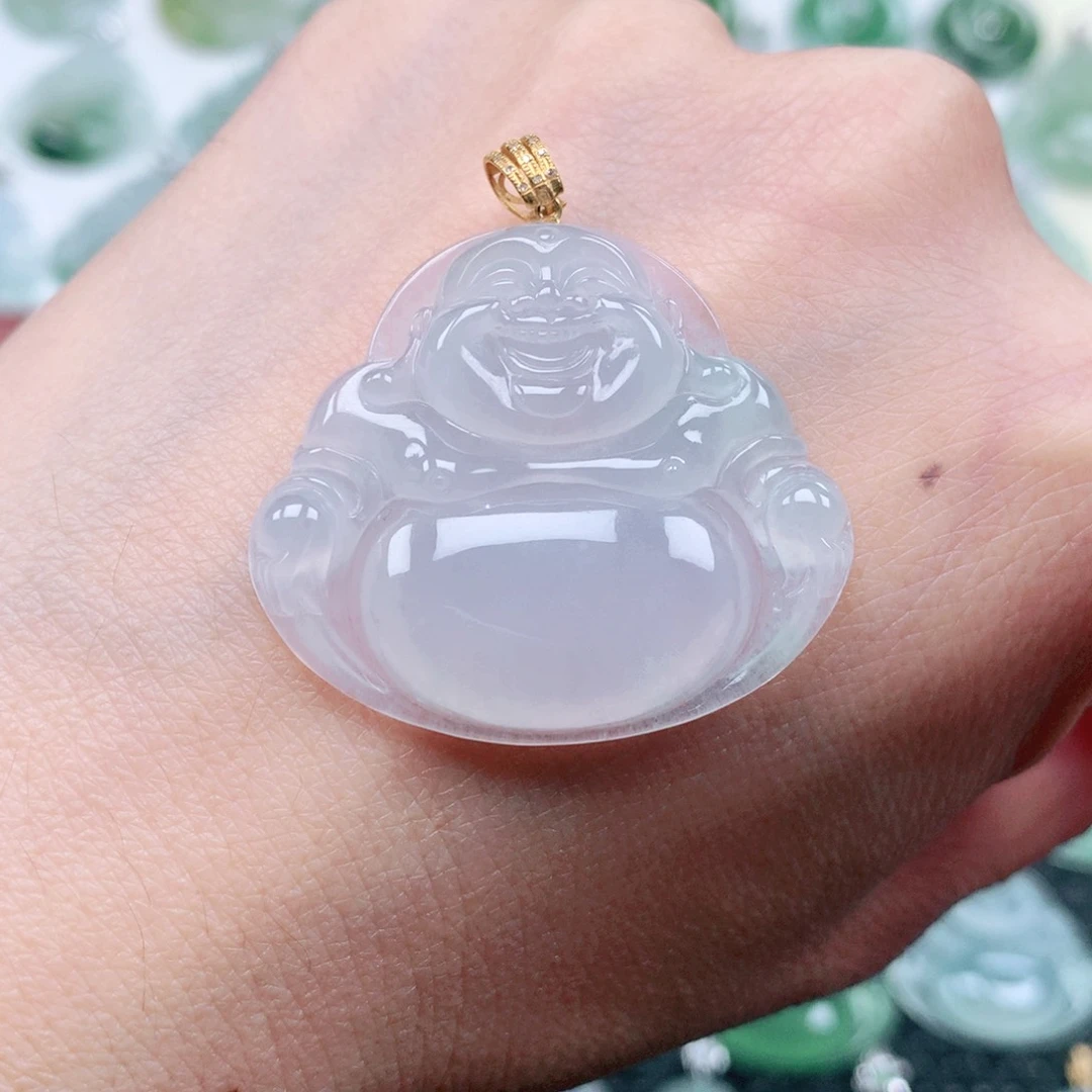 吊坠(不含链)18K金镶嵌翡翠