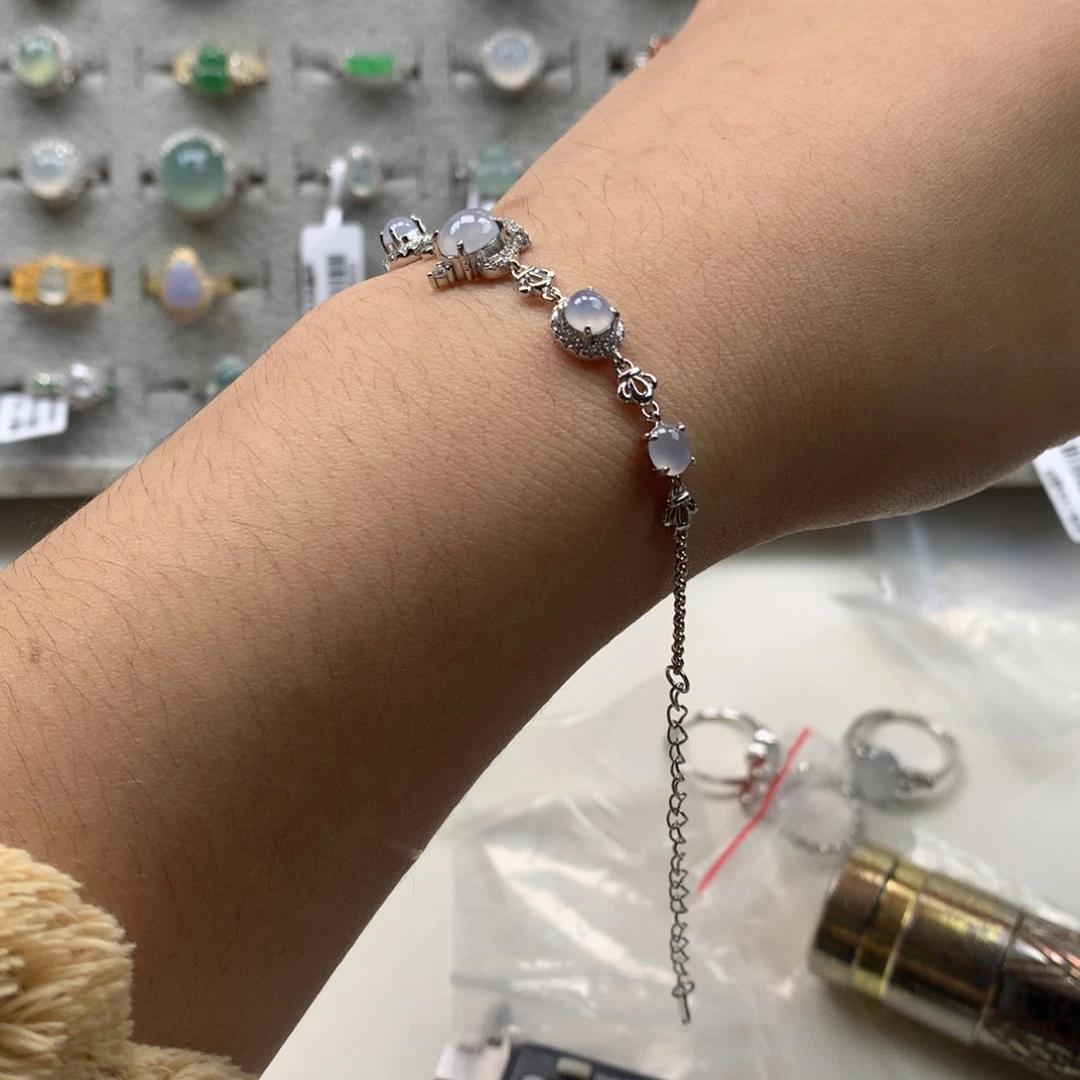 翡翠银S925镶嵌戒指手链