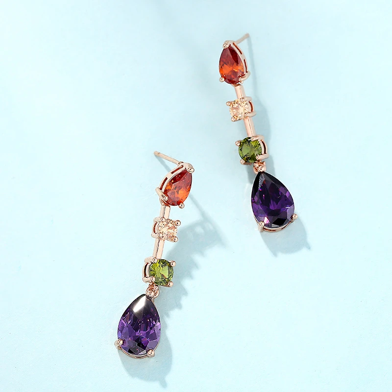 铜合金锆石耳饰 蒙娜丽莎流苏 轻奢小众精致高级感气质显白耳钉