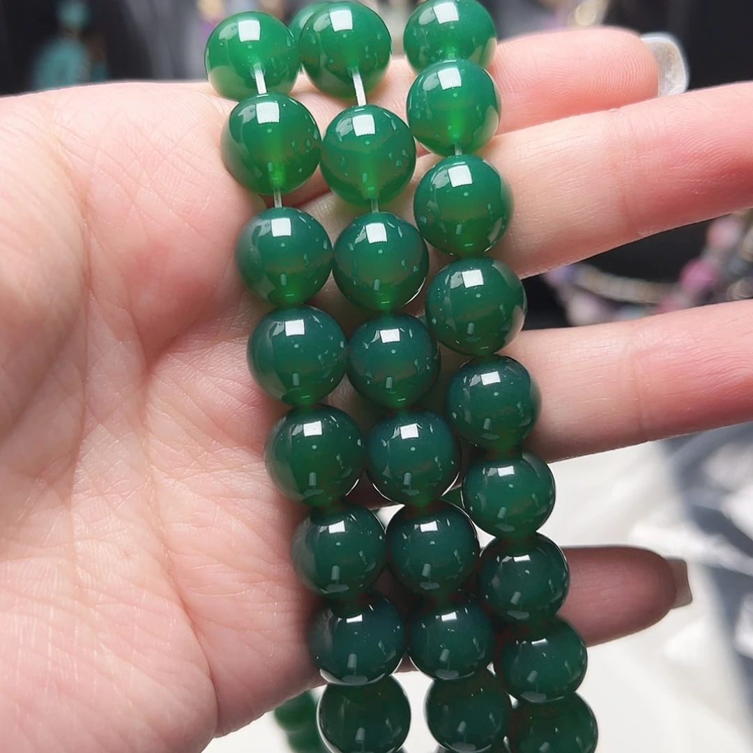 玛瑙/玉髓未镶嵌珠宝半成品r169祖母绿色玛瑙12mm