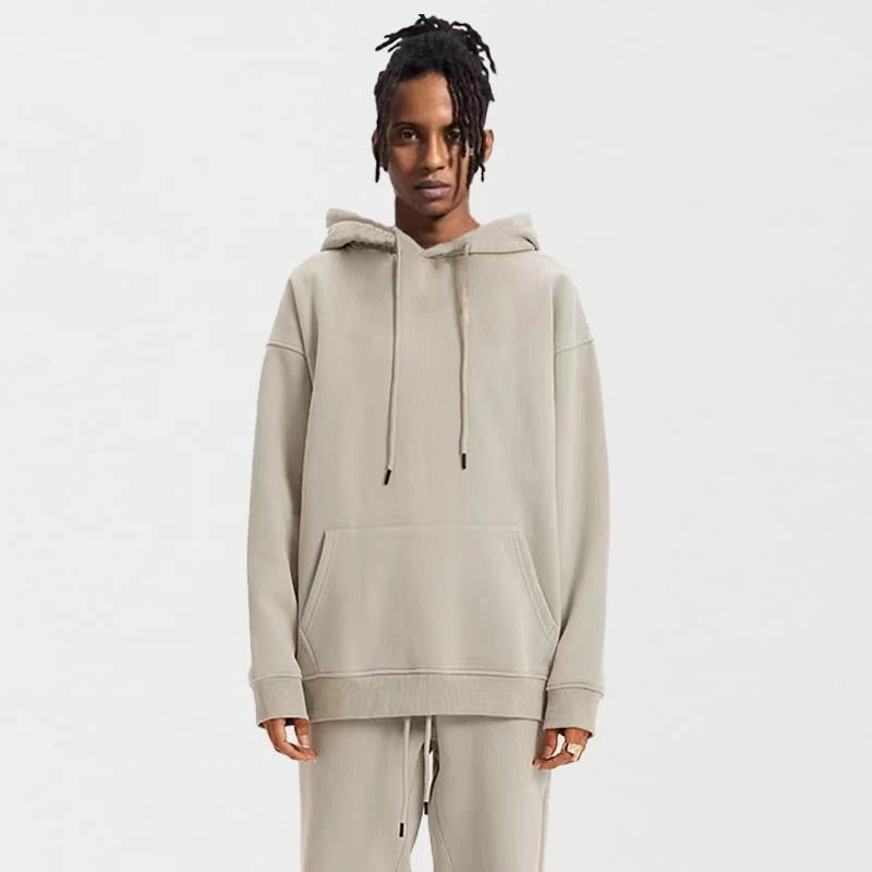 CWHAT高街CLEANFIT潮牌抓绒休闲宽松纯色套头连帽卫衣抽绳帽衫男