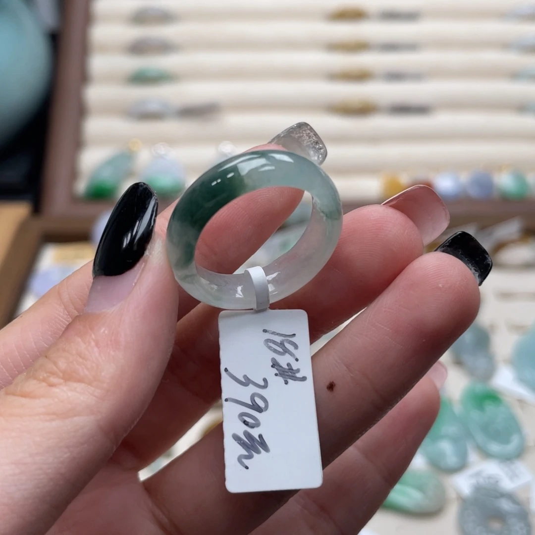 翡翠未镶嵌戒圈a54港圈18冰飘花