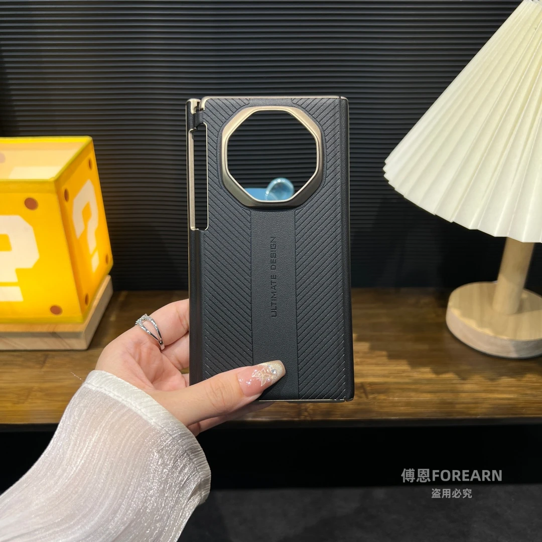 适用于华为matexts手机壳三折叠屏matext超薄xts双中轴后壳xt真皮