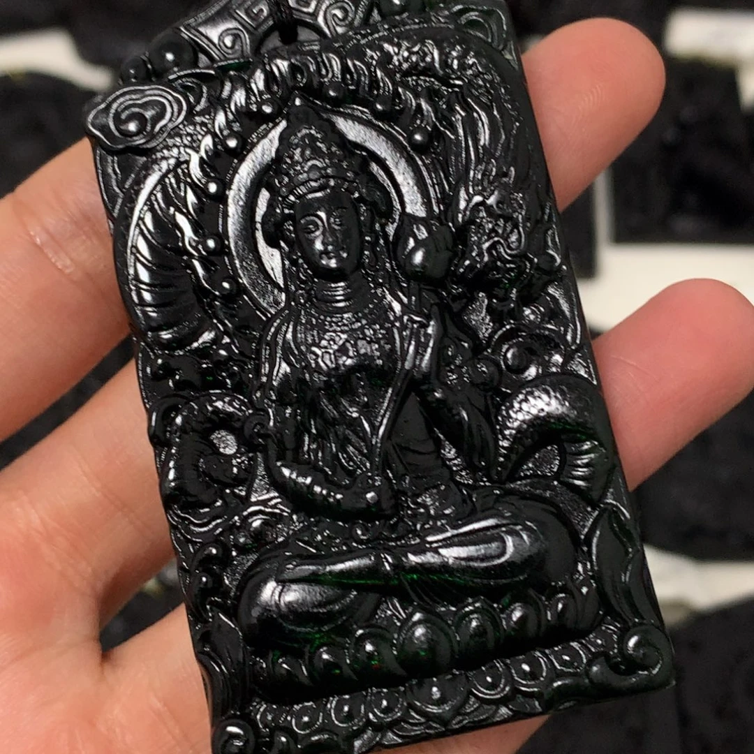 天然缅甸a货钢琴黑挂件