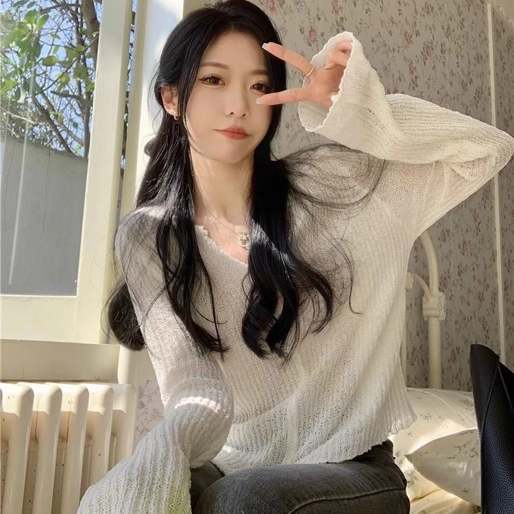 090防晒粉蓝白灰紫打底百搭打底