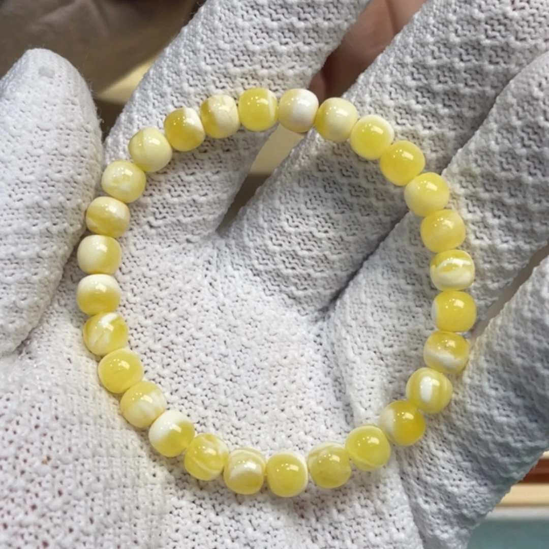 蜜蜡未镶嵌手串精工老型白花蜡单圈