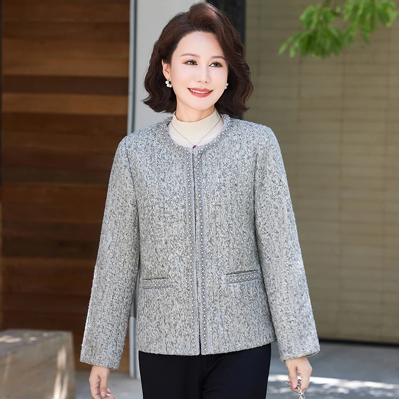 女士中老年短款小香风外套春秋洋气中年妈妈气质高级感贵夫人上衣