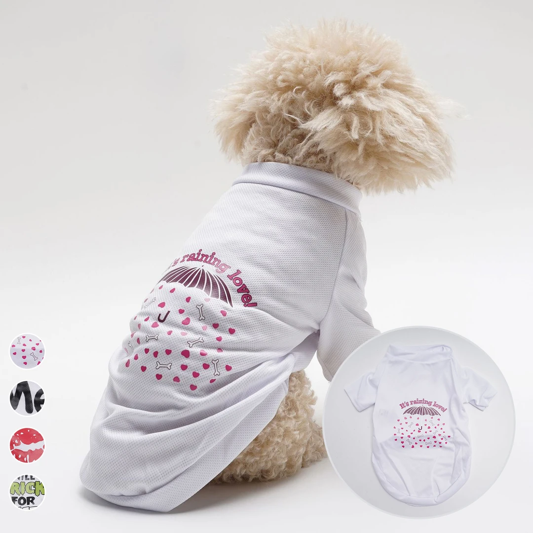 薄款网眼透气爱心菠萝薯条可乐英文图案印花两脚衣T恤