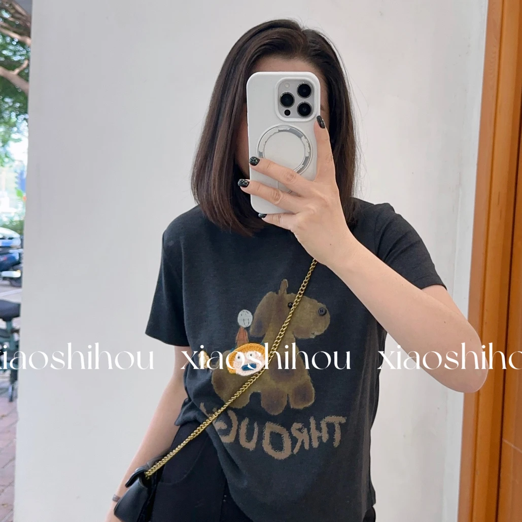 小时候女装店卡通英文小狗T恤08599