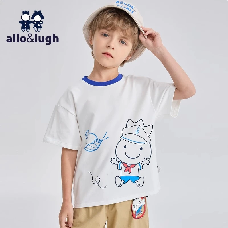 【单向导湿】阿路和如2025夏装新款童装男童短袖t恤运动帅气白色